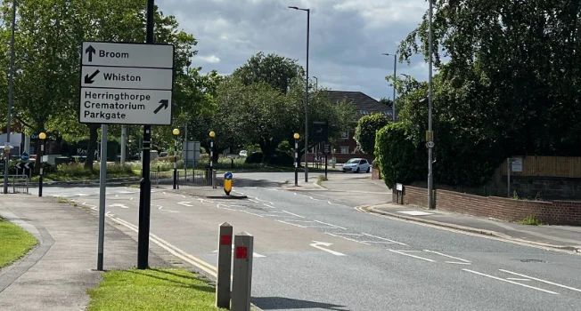 Broom Whiston Road Sign near Stag Roundabout